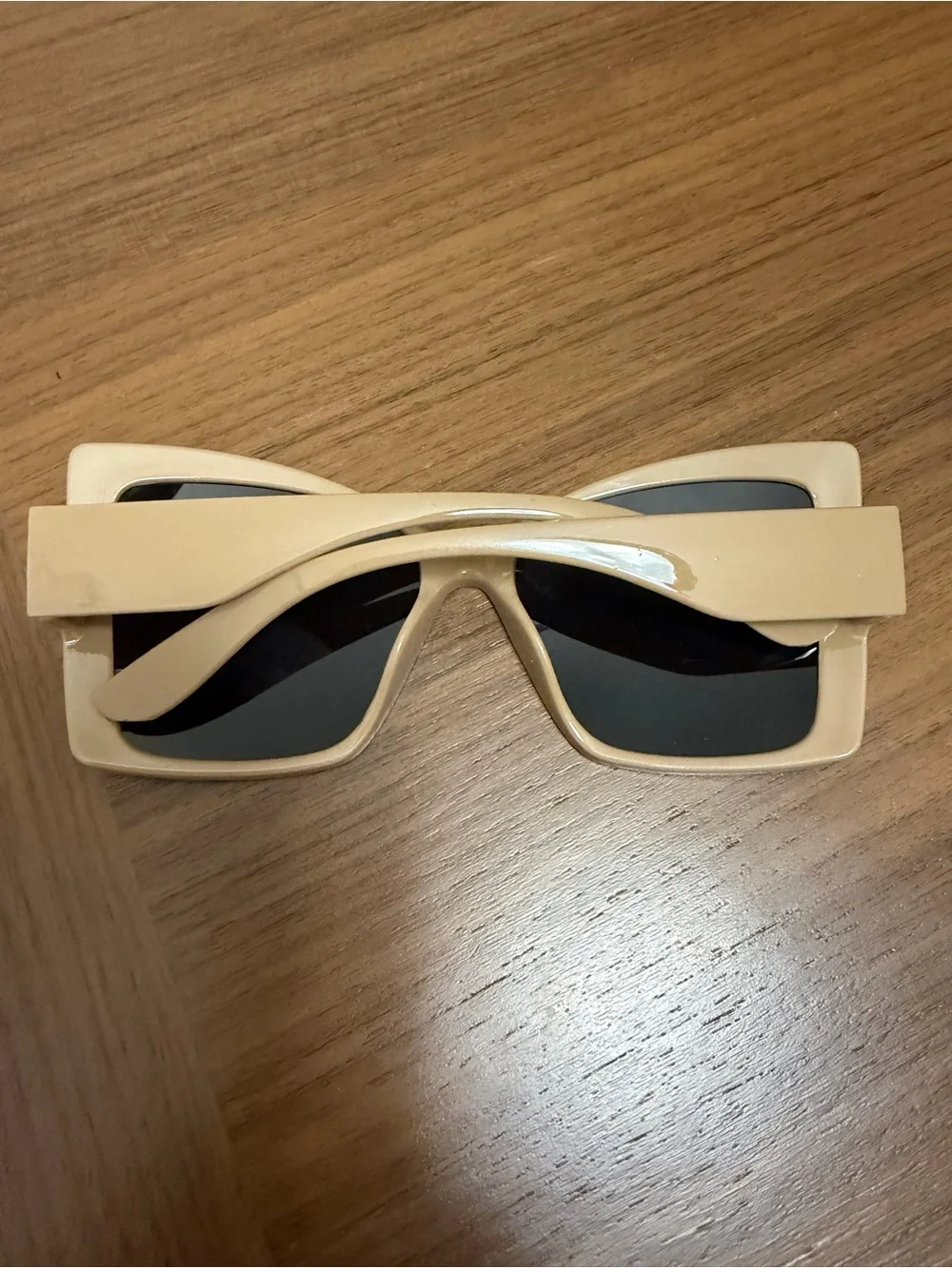 Others Follow Beige Oversized Square Sunglasses with Black Lenses